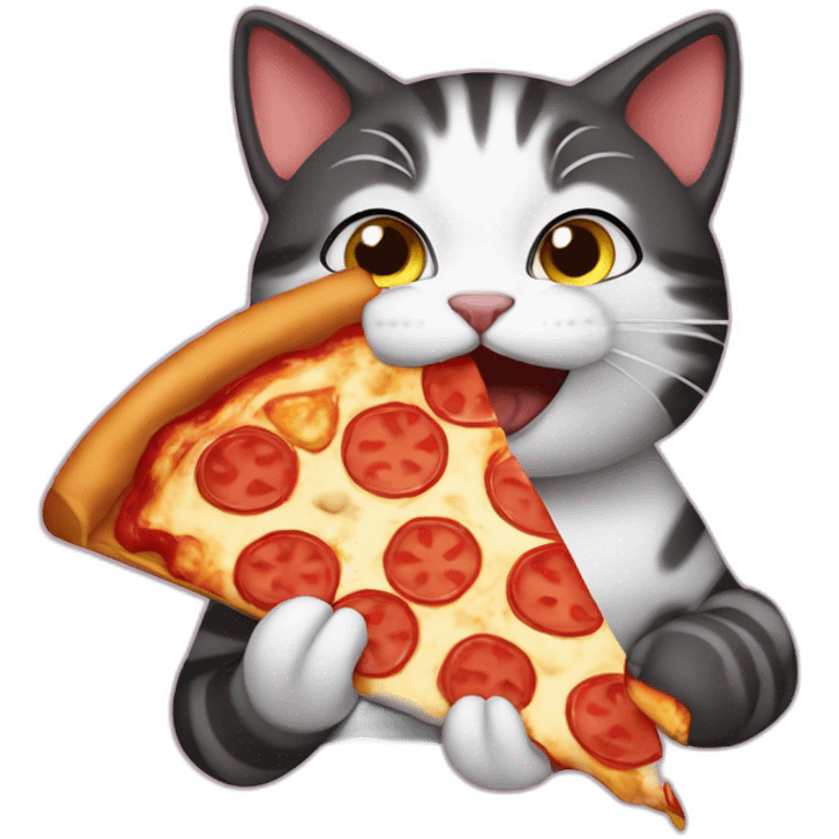 cat eating a pizza emoji