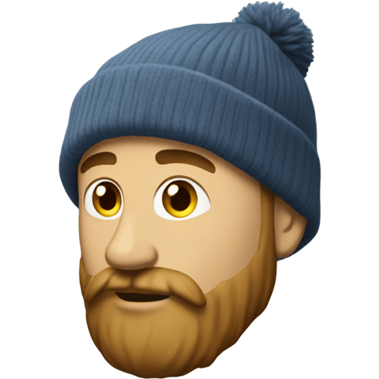 Man walking on concrete with light brown beard and beanie  emoji