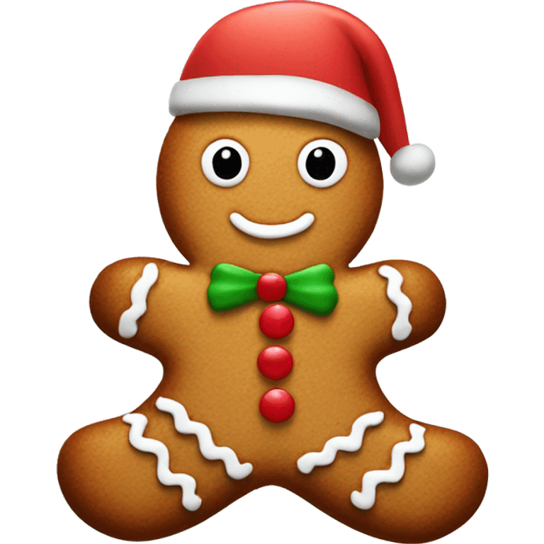 Gingerbread man with Christmas hat emoji