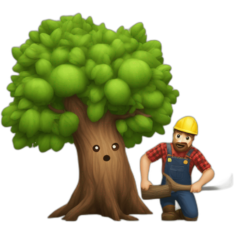 A tree attacking a lumberjack  emoji