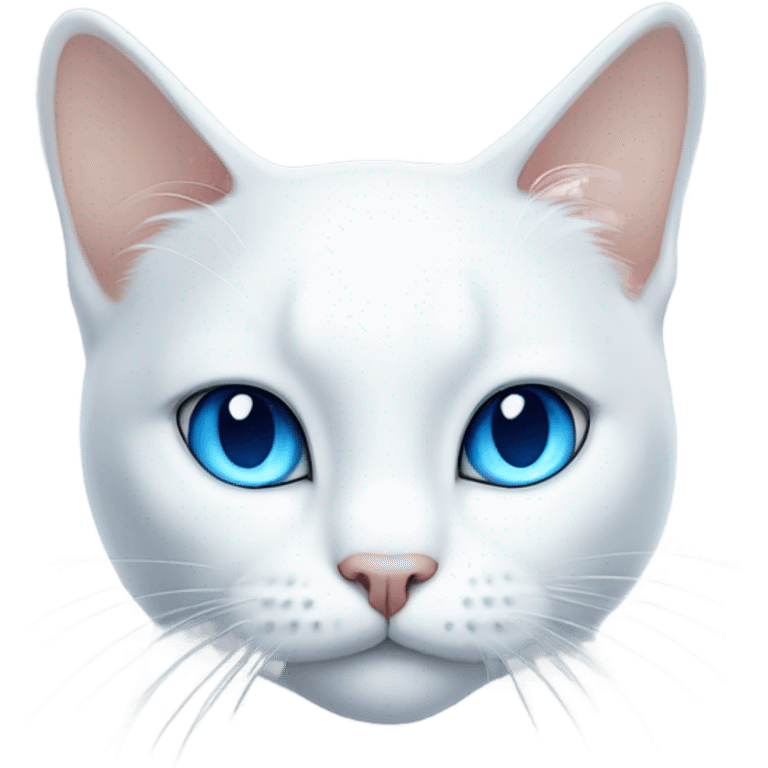 White cat sitting blue eyes emoji