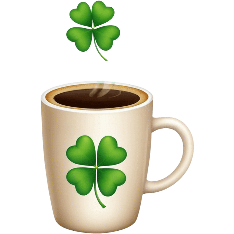 A lucky 4 leaf coffee emoji