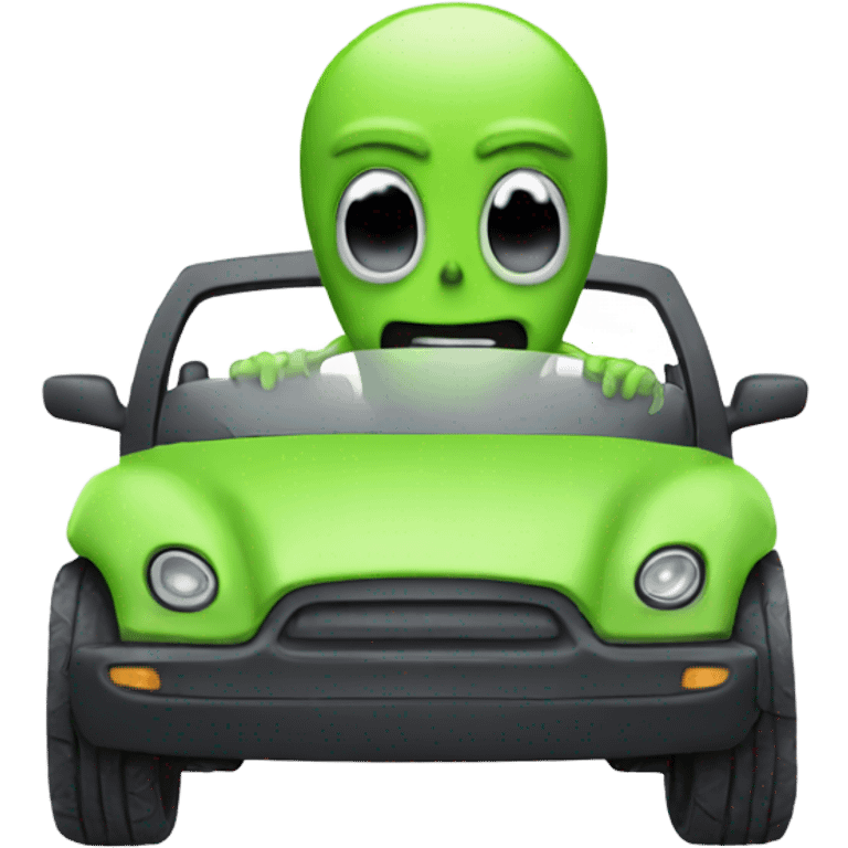 Alien driving car emoji