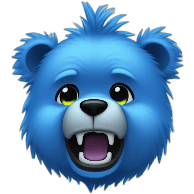 little blue neon punk bear crying emoji