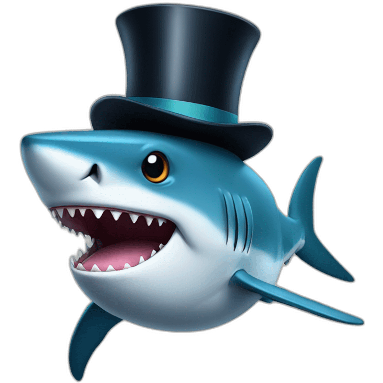 Shark with a top hat emoji