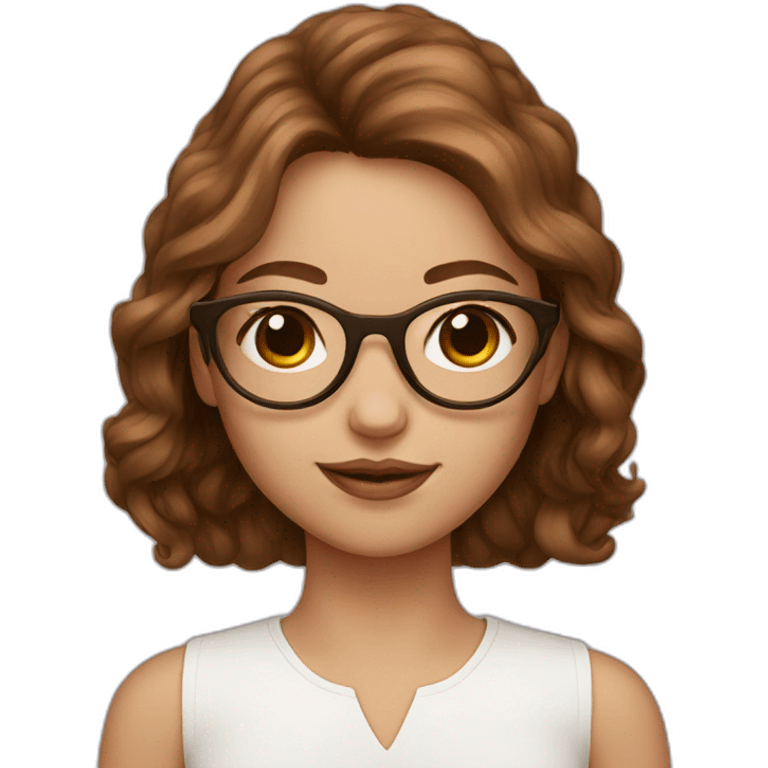 girl with brown hair and round rose-golden glasses emoji