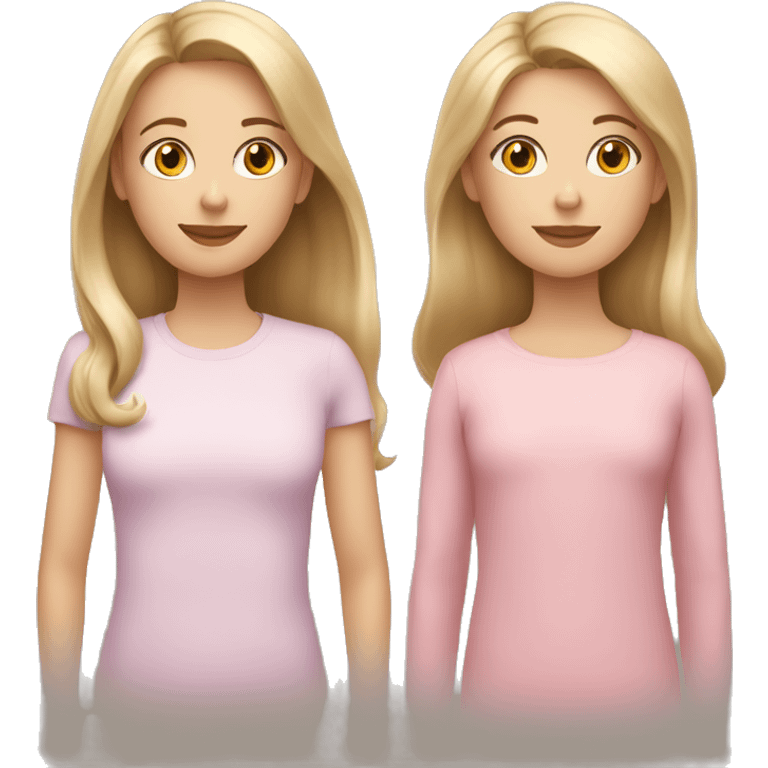 Mom with dark blond hair with a 12 year old daughter with dark blonde hair and a 10 year old daughter with light blonde hair emoji