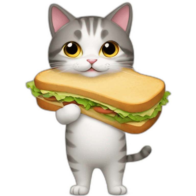 cat with a sandwich on his back emoji