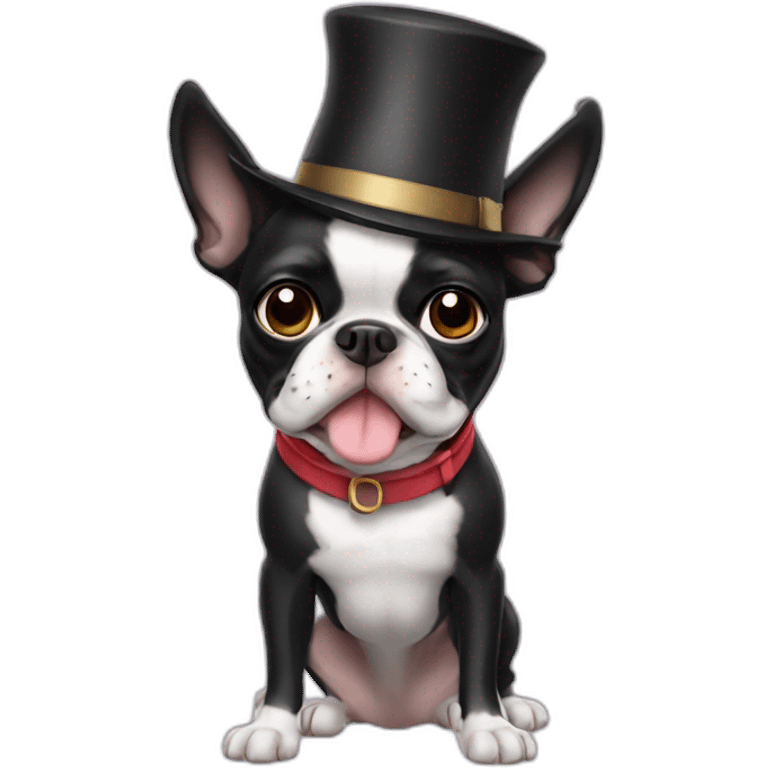 Boston terrier wearing a hat emoji