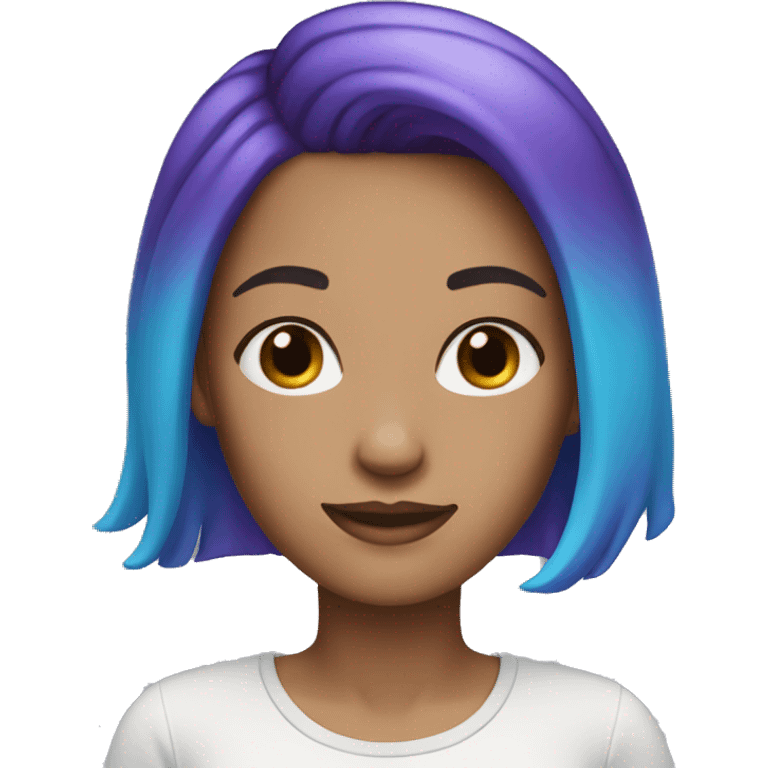 White Woman with blue and purple ombre hair emoji