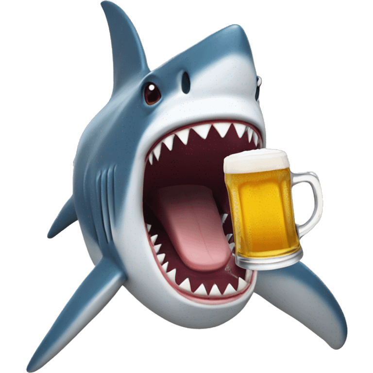 shark drinking beer emoji