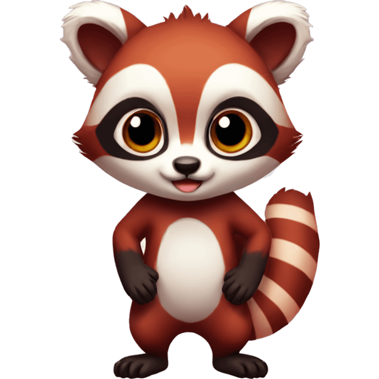 Cute red raccoon-panda-lemur-hybrid full body emoji