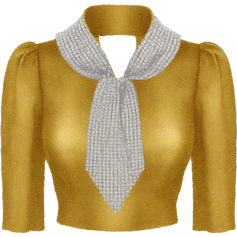 RHINESTONE-EMBELLISHED TIE-NECK gold BLOUSE emoji