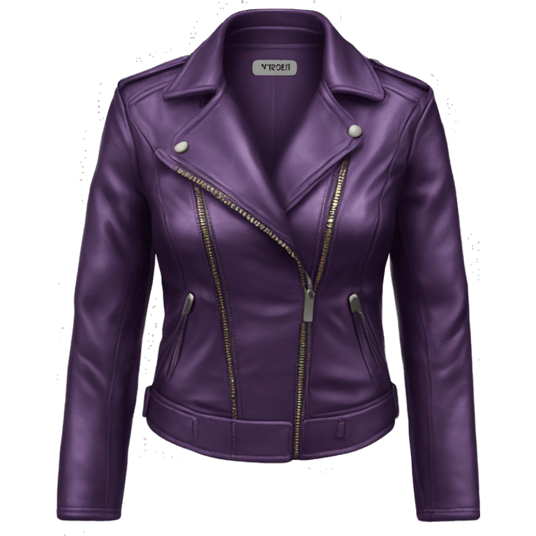 Realistic womens fashion metallic dark purple leather jacket. emoji