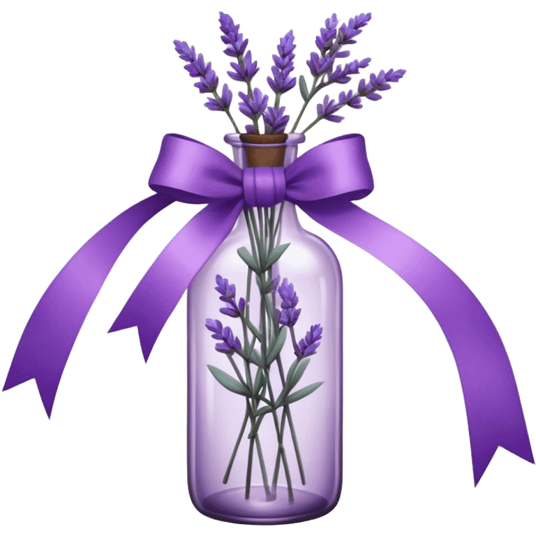 A vintage glass bottle, filled with delicate lavender stems in varying shades of soft lilac and deep aubergine, is adorned with a hand-dyed violet ribbon tied into a gentle bow. The light filters through the dusty glass, casting shadows of lavender sprigs onto the lace-covered surface, as if capturing a fleeting moment of serenity.






 emoji