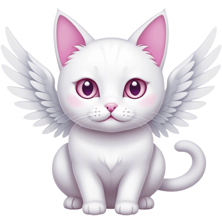 White cat-white wings-pink whiskers emoji