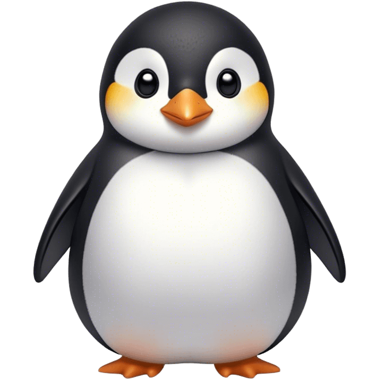 Cinematic chubby penguin, round fluffy body, tiny beak and feet, soft glowing feathers, gentle happy eyes, slightly tilted head, warm and irresistibly cute. emoji