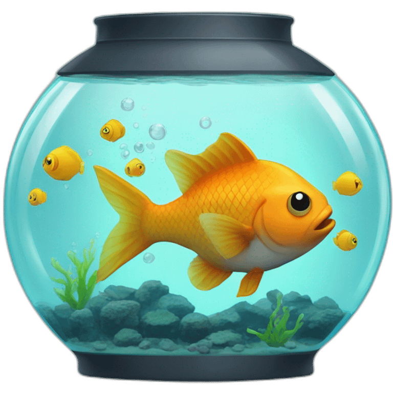 Poisson qui fume la pipe dans son aquarium emoji