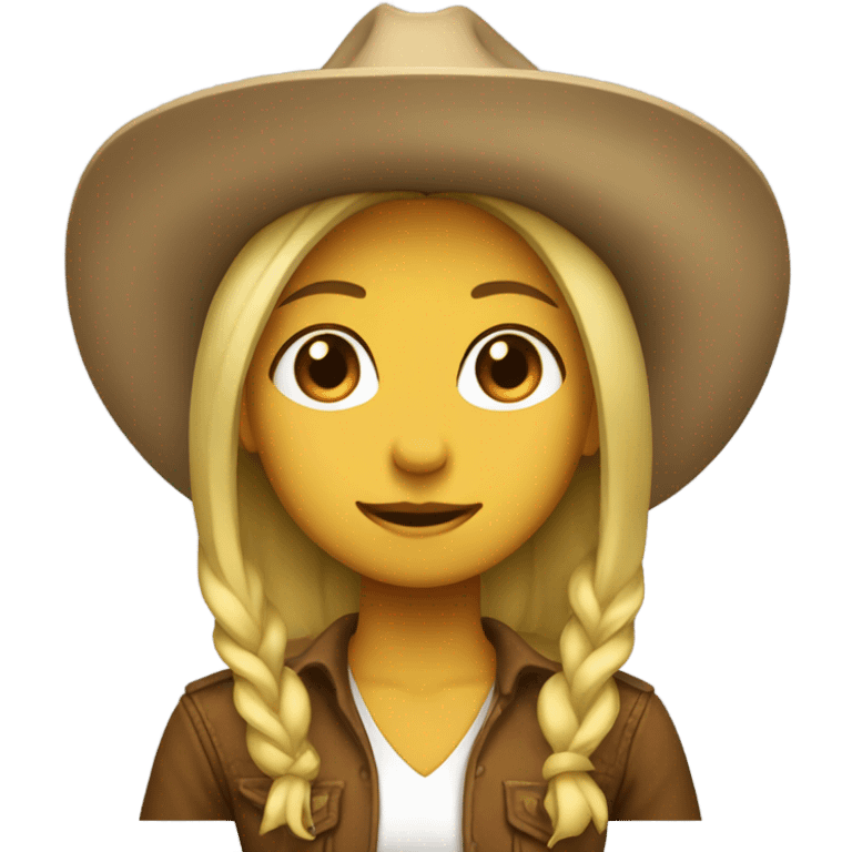 girl with cowboy hat, default yellow skin emoji