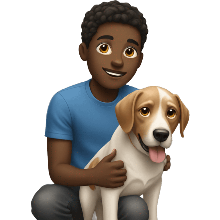 Black boy with dog  emoji