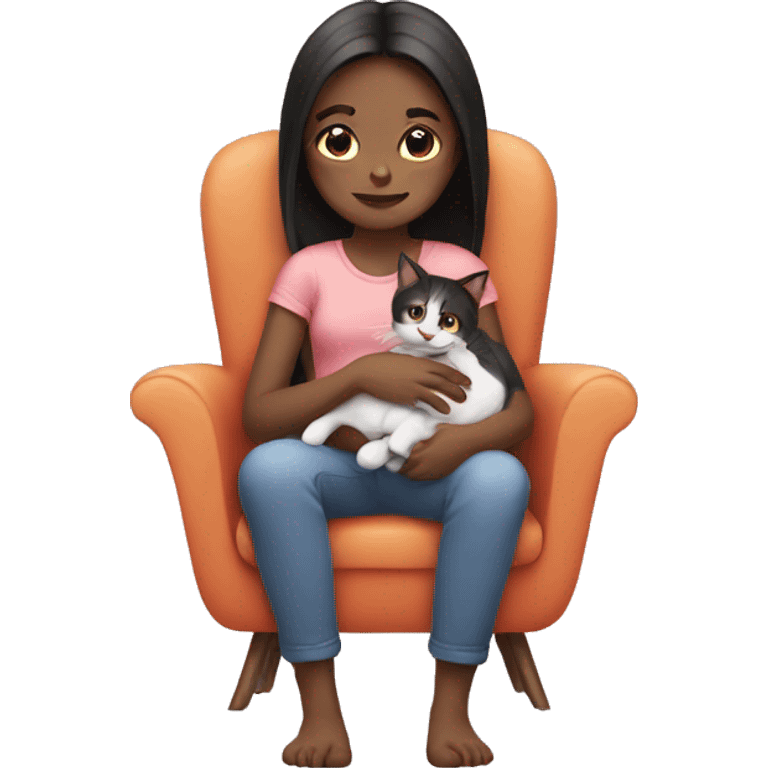 girl takes cat her lap emoji