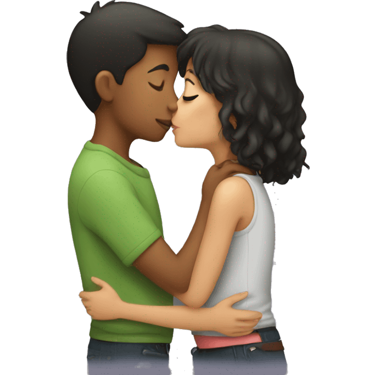 girl kissing boy emoji