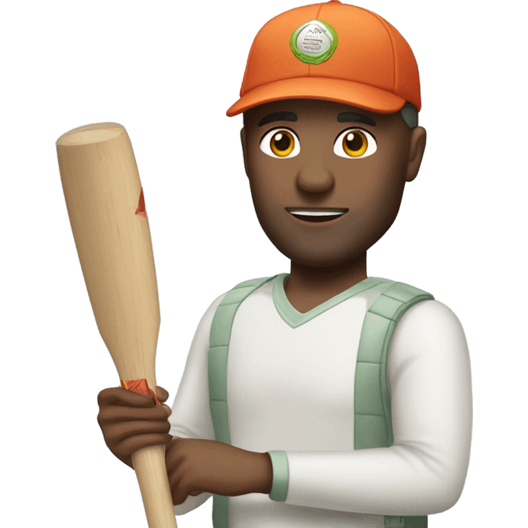 Man with cricket bat and helicopter shot emoji