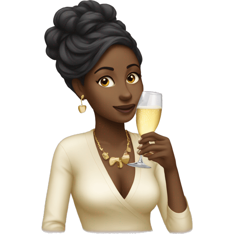 Black girl drinking champagne  emoji