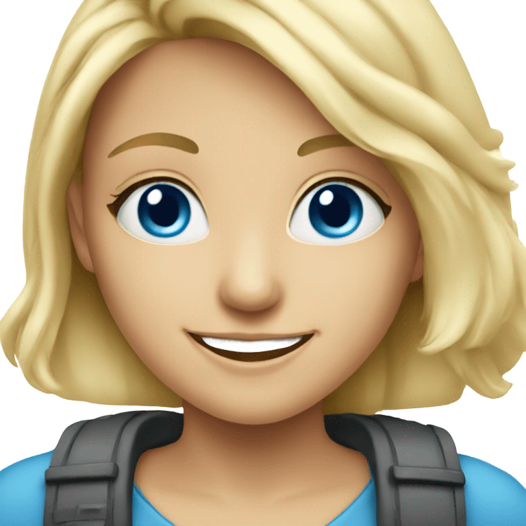 smiling blonde girl portrait with blue eyes  emoji