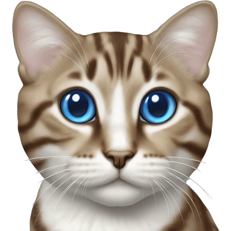 brown white tabby blue-eyed standing emoji