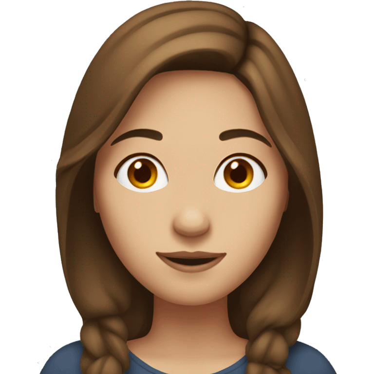 Woman with brown hair and middle part emoji