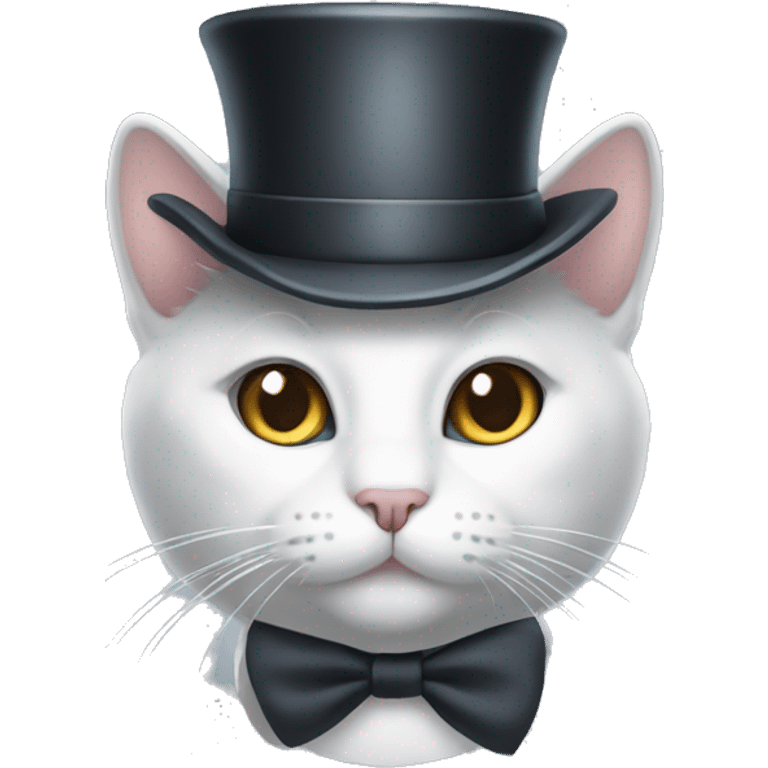 white and gray cat with top hat emoji