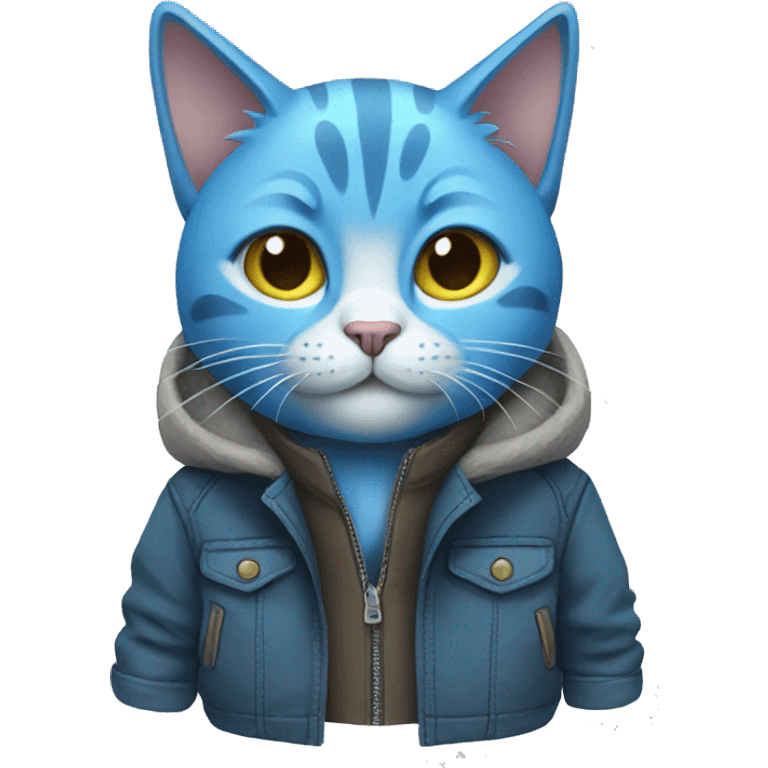 blue cat in jacket emoji