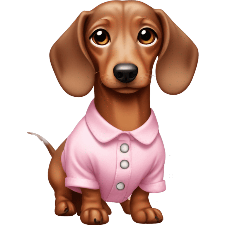 Really cute dachshund wearing light pink girly clothes  emoji