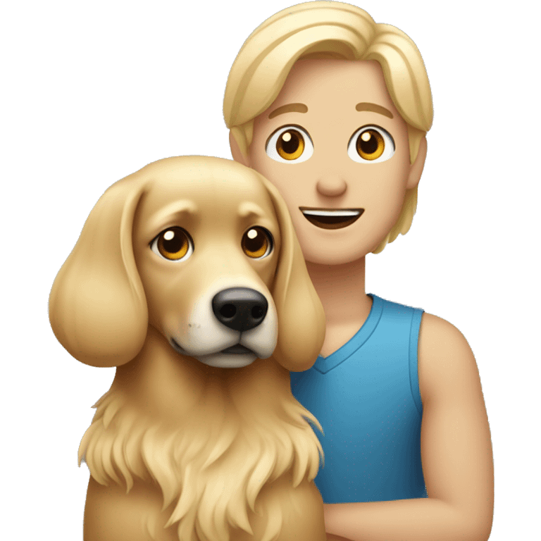 Couple with a blonde dog emoji