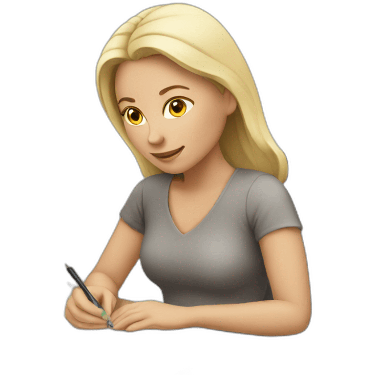 white woman writing with laptop emoji