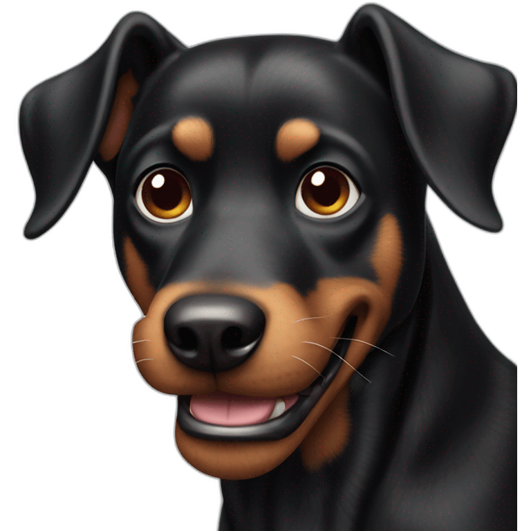 Goofy black dog emoji