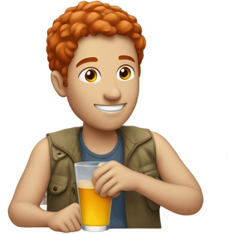 Red head drinking alcohol emoji