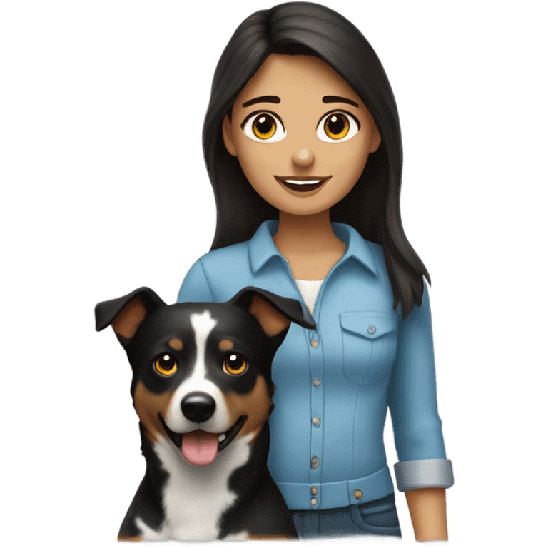 brunette girl with blue heeler emoji