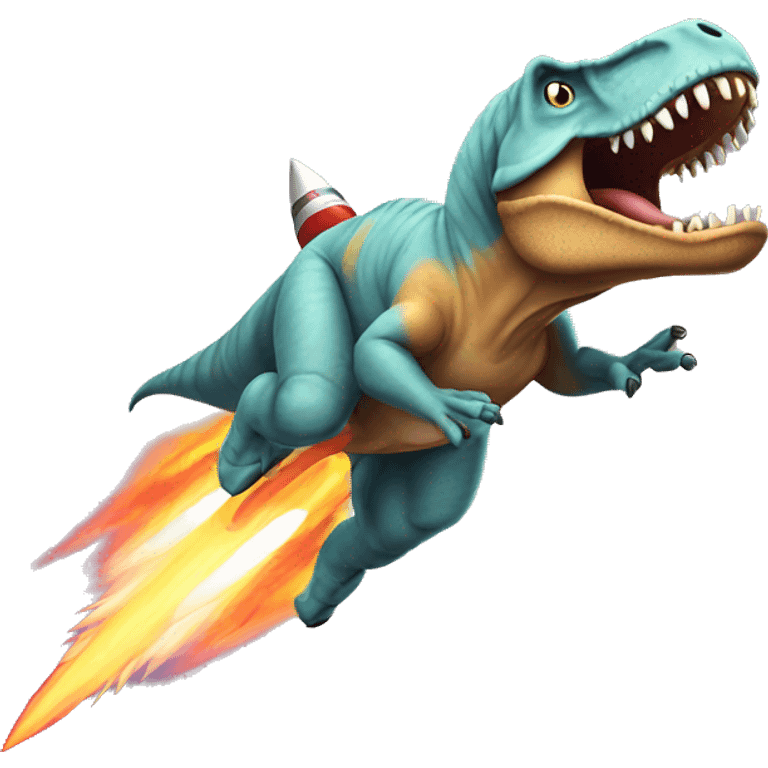 T. rex riding a rocket emoji