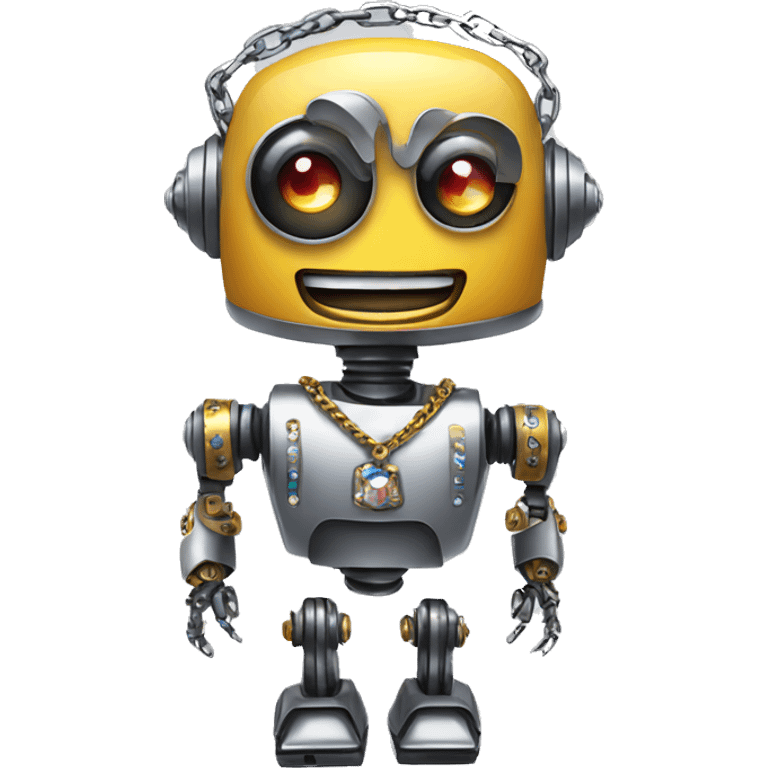 a robot with a cuban chain with diamonds  emoji