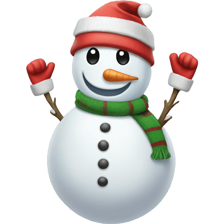 Snowman wearing Santa hat emoji