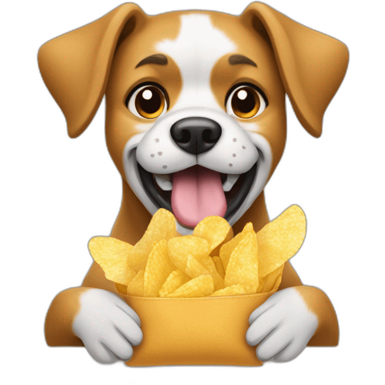 A dog with a bag of chips in he’s hands emoji