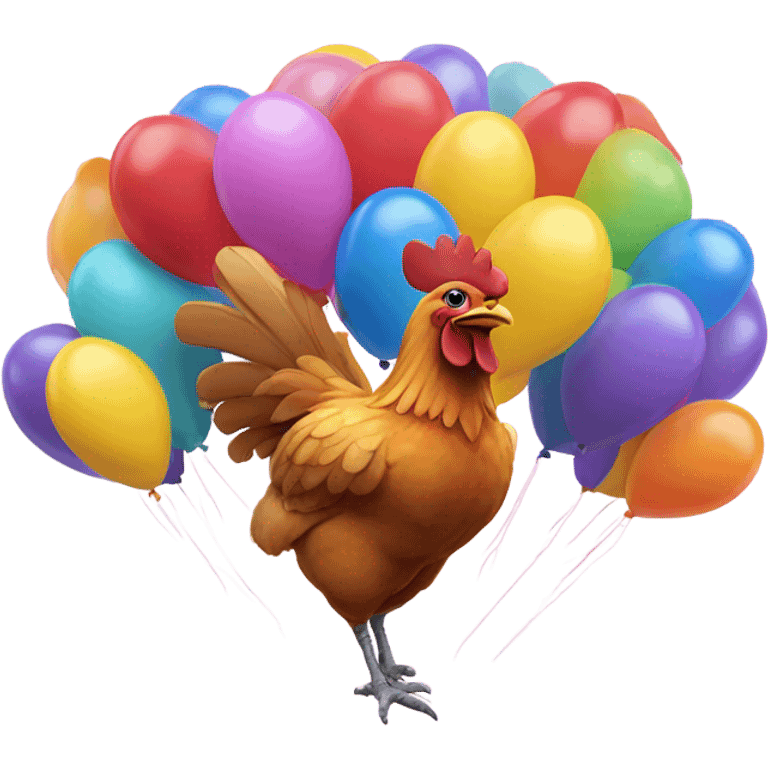 Chicken with balloons  emoji