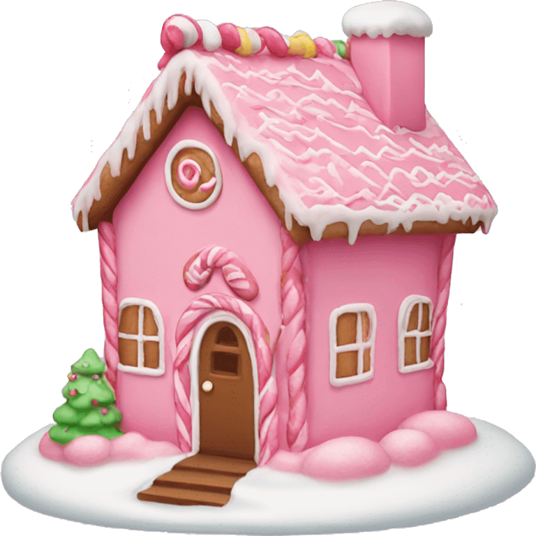 Pink gingerbread house emoji