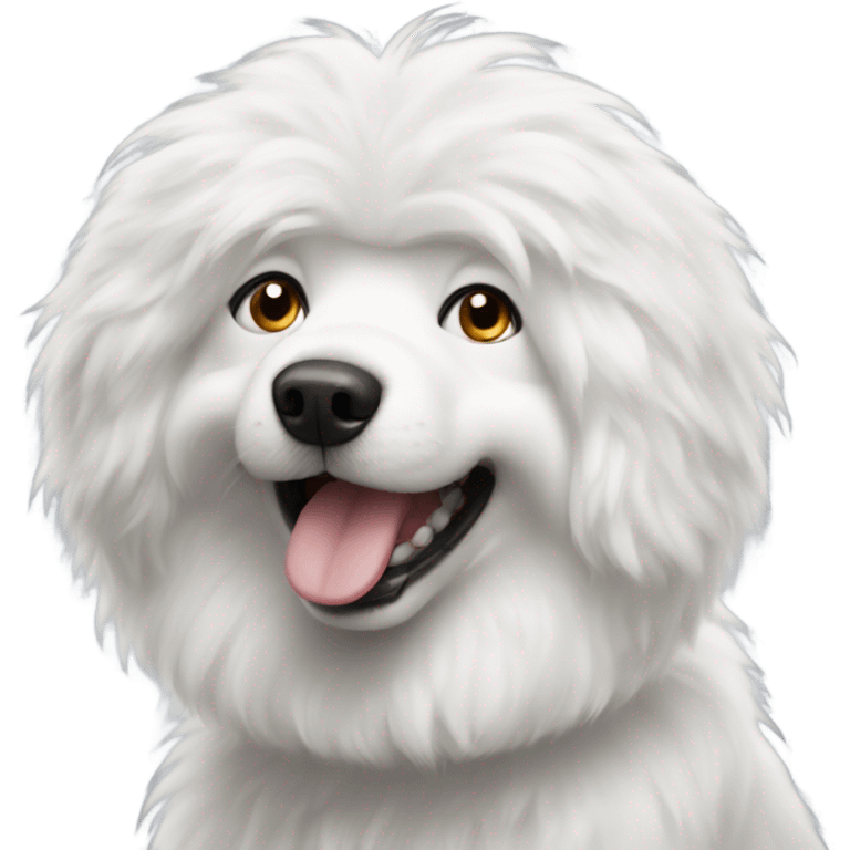 Fluffy white dog as a menace emoji