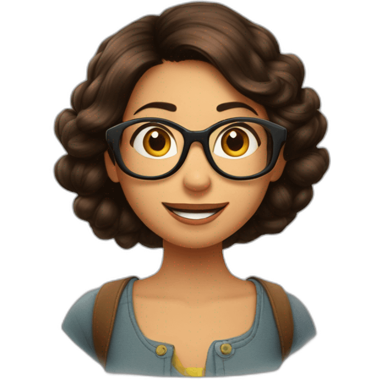 Póster Disney Pixar mujer morena pelo largo liso marrón con lentes emoji