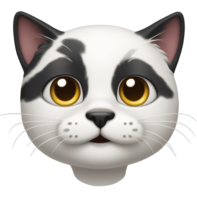 Black and white cat with mustache  emoji