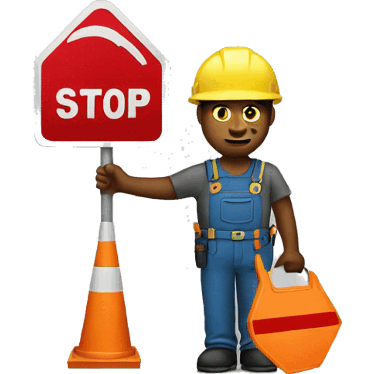 Construction worker stop sign emoji