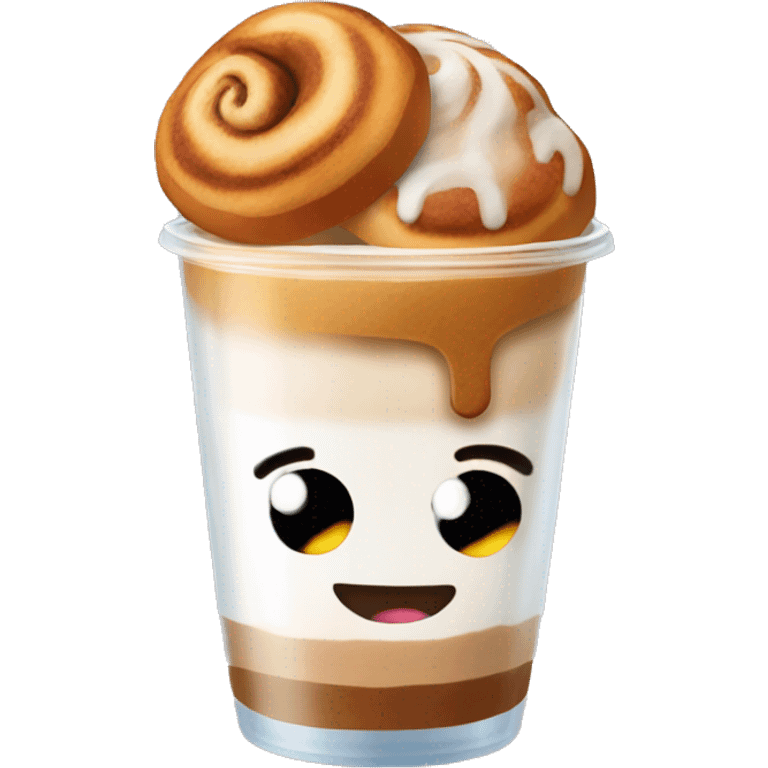 Cinnamon and cappuccino bun in a disposable glass emoji